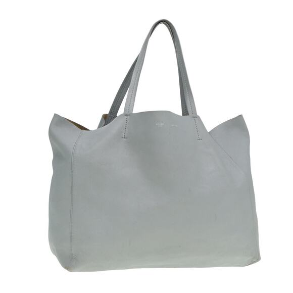 CELINE Horizontal Cabas Tote Bag Leather Light Blue - Picture 1 of 16